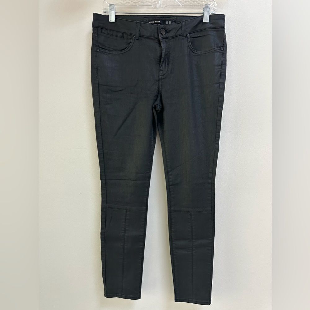 Karen Mullen Sexy Waxed Coated Jeans size 8 black